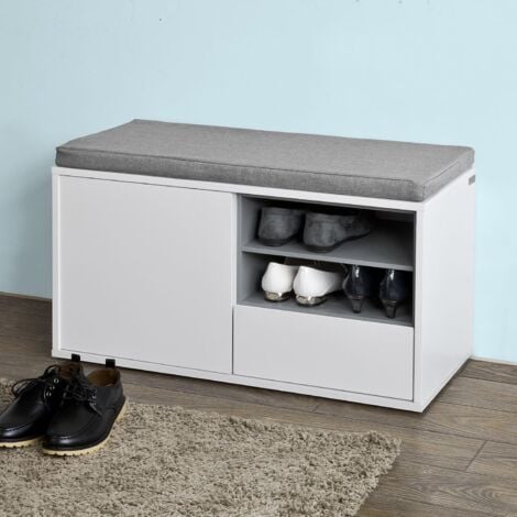 Banc de Rangement à Chaussures avec Coussin rembourré, tiroir et ÉtagèresSoBuy FSR37-W SoBuy®