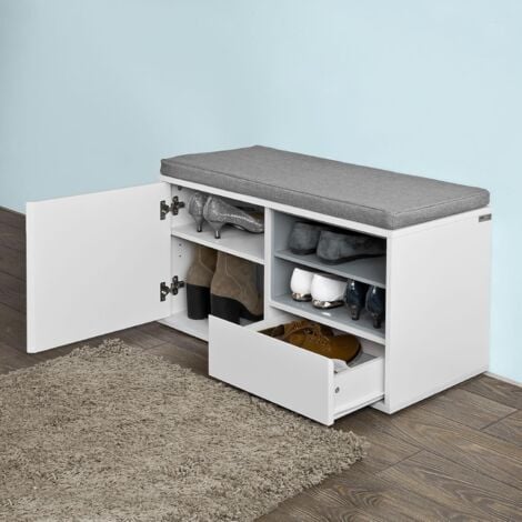 Banc de Rangement à Chaussures avec Coussin rembourré, tiroir et ÉtagèresSoBuy FSR37-W SoBuy®