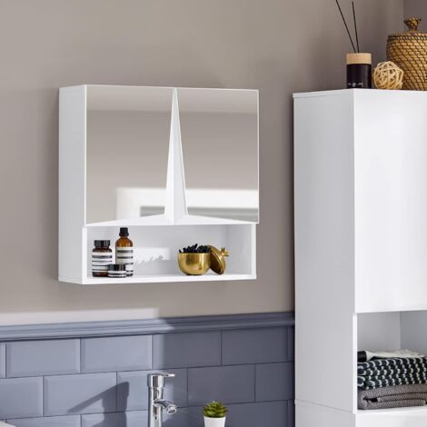 Meuble Haut de Salle de Bain avec 2 Portes Armoire Suspendue, BZR42-W, SoBuy
