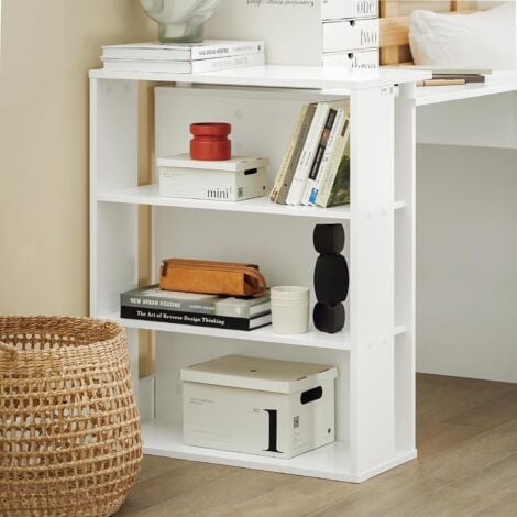 SoBuy FWT35-W Table Bureau Informatique Plan de Travail avec 3 étagères et 1 tiroir - Blanc