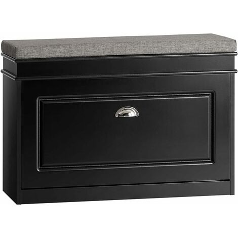 Sobuy – Banc à chaussures 75x24x51 cm FSR82LSCH – Meuble de rangement avec assise coussin rembourré – Capacité 150 kg – Noir