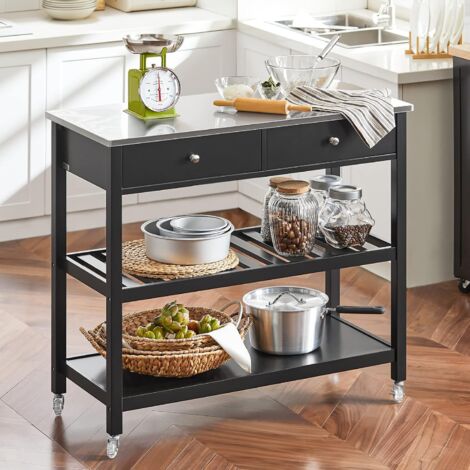 SoBuy FKW107-WN Desserte Roulante Chariot De Cuisine Meuble De Rangement A Roulettes Chariot De Service