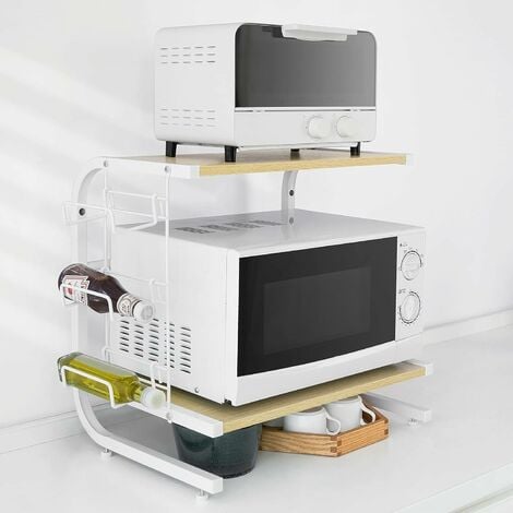 Étagères micro ondes de cuisine mini-étagère four micro-ondes meuble  rangement cuisine de service frg092-w sobuy® - Conforama