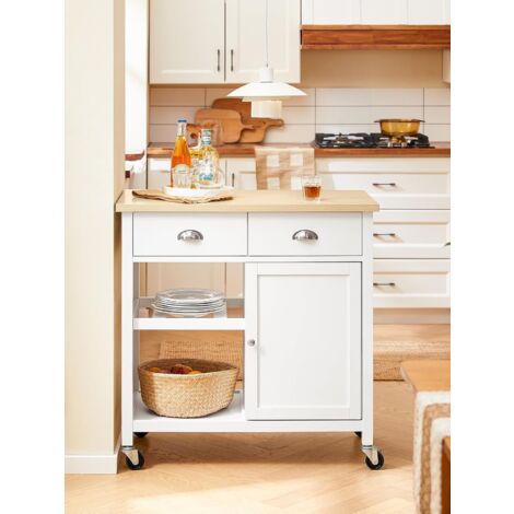 Desserte Roulante Chariot de Cuisine de Service Armoire Meuble de Rangement Cusine sur roulettes FKW62-WN SoBuy