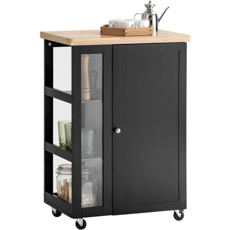 SoBuy FKW75-SCH Chariot de Service Desserte de Cuisine à roulettes Table Roulante Meuble de Rangement pour Cuisine et Salon