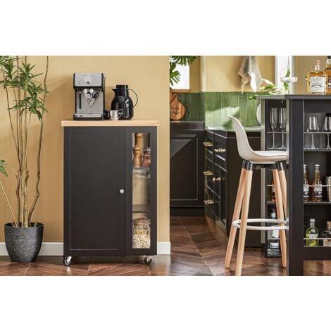 SoBuy FKW75-SCH Chariot de Service Desserte de Cuisine à roulettes Table Roulante Meuble de Rangement pour Cuisine et Salon