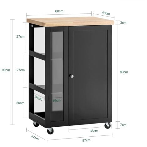 SoBuy FKW75-SCH Chariot de Service Desserte de Cuisine à roulettes Table Roulante Meuble de Rangement pour Cuisine et Salon