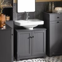 SoBuy BZR18-II-DG Meuble sous-Lavabo à 2 étages et 2 Portes Meuble de Rangement de Salle de Bain