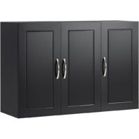Sobuy – Armoire murale de salle de bain FRG231LSCH – Meuble haut avec 3 portes – Dimensions 90x30x60 cm – MDF noir – Montage facile