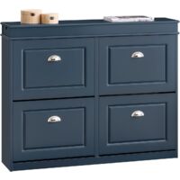 Sobuy – Meuble à chaussures FSR79B – Rangement entrée avec 4 abattants – Dimensions L104xP24xH83 cm – Couleur bleu foncé – Matériau MDF certifié FSC