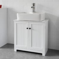 Meuble sous-Lavabo à 2 étages et 2 Portes Meuble de Rangement de Salle de Bain,SoBuy® BZR18-W