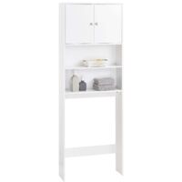 Sobuy – Meuble WC BZR165W – Rangement au-dessus toilettes – 2 portes, 2 étagères ouvertes – Bois MDF, dimensions L65 x P20 x H182 cm – Dispositif anti-basculement