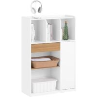 SoBuy STR11-WN Bibliothèque avec Tiroir, Bureaux, Petite Bureau avec Étagères de Rangement, Étagère de Bureau, Placard de Rangement, avec 1 Tiroir et 1 Porte, Blanc
