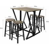 Set de 1 Table + 4 Chaises Ensemble Table de Bar bistrot + 4 tabourets SoBuy® OGT24-N