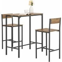 Lot Table et Chaises de Bar de Style Industriel Ensemble Table de Bar + 2  Haute Chaise Haute,OGT03-XL,SoBuy®