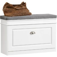 Sobuy – Banc à chaussures avec assise coussin rembourré 75x24x51 cm – Meuble à chaussures pour couloir étroit – Capacité 150kg – FSR82LW