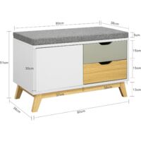 Banc Rangement Entrée SoBuy 80x38x51cm - 2 Tiroirs, 1 Porte, Coussin Rembourré