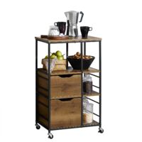 VEVOR Meuble Bar à Café Style Campagnard 61x36x70,5 Cm - Rangement 4 Niveaux Avec Roulettes