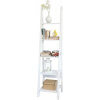 Sobuy – Étagère style échelle Bibliothèque 5 étages FRG101W – Panneau mélamine blanc – Dimensions L44cm x H180cm x P39cm – Charge 5kg/étagère