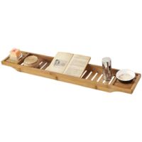 Sobuy – Pont de baignoire en bambou FRG212N – Dimensions L80cm x P15cm x H4cm – Résistant à l'humidité – Charge max 3kg