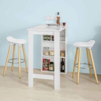 SoBuy Table Haute De Bar Design Industriel Avec Plateau Rabattable - Table De Cuisine Mange-Debout 120x63x95 Cm, 2 Étagères Et Porte, FWT98-PF