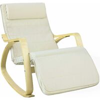 Fauteuil à Bascule Avec Repose-pied Réglable Design Rocking Chair Fauteuil Relax Bouleau Flexible (Beige) FST16-W SoBuy®