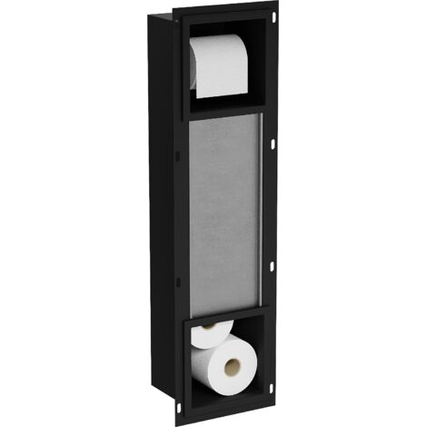 Mexen – Support de papier toilette noir en acier inoxydable – Fixation murale – Largeur 19,5 cm, hauteur 74 cm – 1974