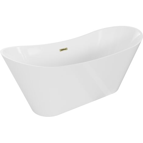 Baignoire Mexen Celia autoportante 170 x 75 cm, blanche, évacuation dorée - 52331707500-50 (1/5)