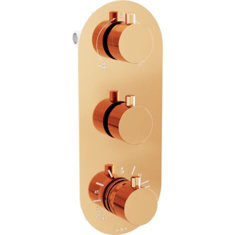 Mexen Kai robinet de baignoire-douche thermostatique 3-sorties, or rose - 77603-60