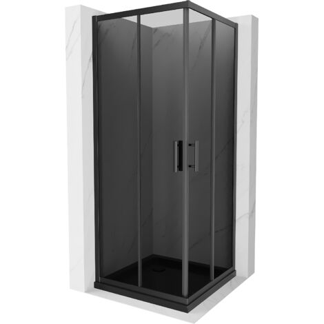 Cabine de douche carrée Mexen Rio 80 x 80 cm, graphite, noir + receveur Flat, noir - 860-080-080-70-40-4070B