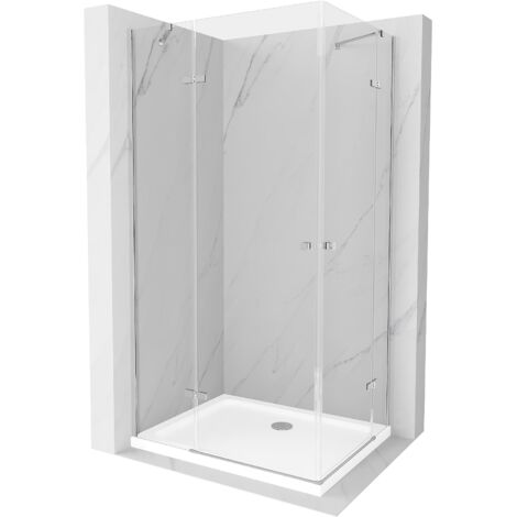 Mexen Roma Duo cabine de douche battante 100 x 90 cm, transparent, chrome + receveur Flat - 854-100-090-01-02-4010 (1/5)