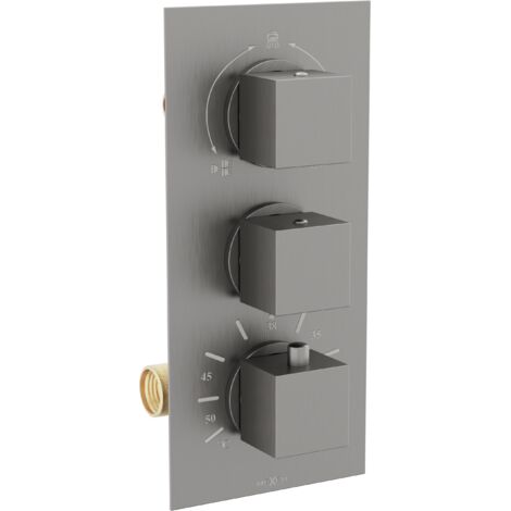 Mexen Cube robinet bain-douche thermostatique 3 sorties, graphite - 77503-66