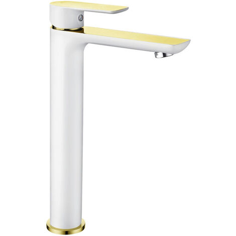 Mexen Alfa robinet de lavabo haut, Blanc/Or - 745710-25 (1/2)