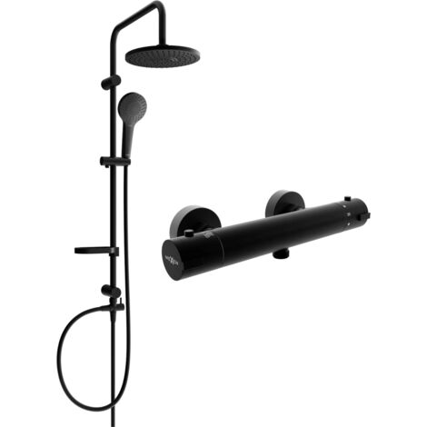 Mexen Erik ensemble de douche apparent avec douche de tête et robinet de douche thermostatique Kai, noir - 77100205-70 (1/3)