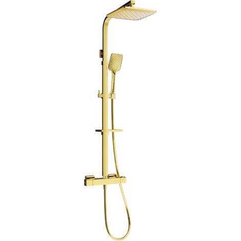 Mexen CQ62 ensemble de douche apparent avec pomme de douche et robinet thermostatique, doré - 772506295-50