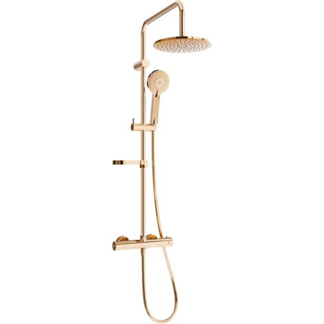 Ensemble de douche apparent Mexen KX40 avec pommeau de douche et mitigeur thermostatique, or rose - 771504091-60
