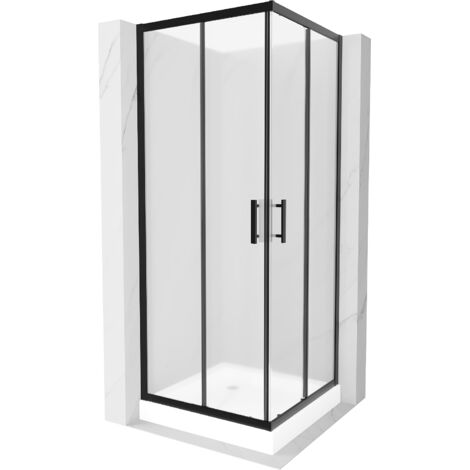 Mexen Rio cabine de douche carrée 80 x 80 cm, givré, noir + receveur Rio, blanc - 860-080-080-70-30-4510