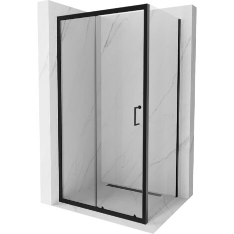 Mexen Apia cabine de douche coulissante 140 x 100 cm, transparent, noire - 840-140-100-70-00