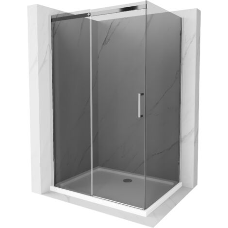 Mexen Omega cabine de douche coulissante 120 x 100 cm, graphite, chrome + receveur Flat, blanc - 825-120-100-01-40-4010 (1/5)