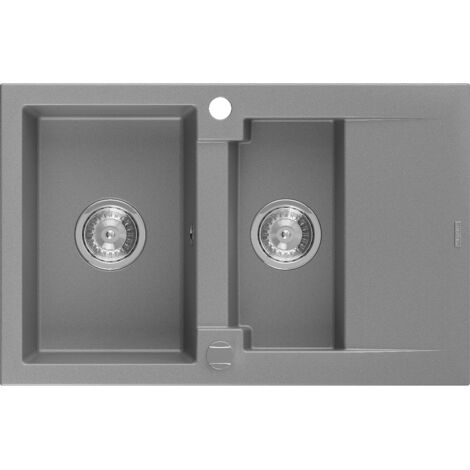 Mexen Gaspar évier en granit à 1,5 cuve avec un égouttoir court 737 x 475 mm, Gris - 6507731505-71 (1/5)