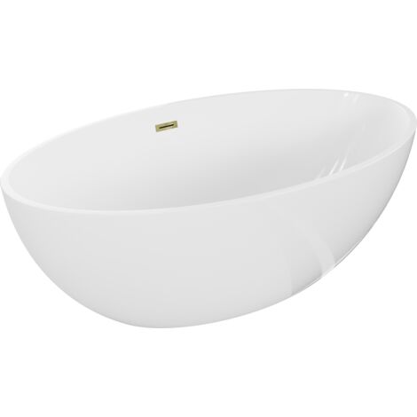 Mexen Nike baignoire autoportante 175 x 100 cm, blanche, trop-plein doré - 54071751000-50