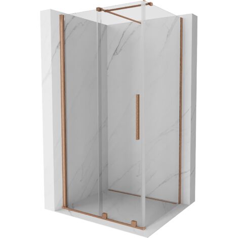 Mexen Velar cabine de douche coulissante 140 x 90 cm, transparent, cuivre brossé - 871-140-090-01-65