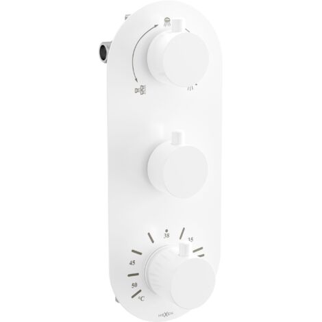 Robinet baignoire-douche thermostatique 3 sorties Mexen Kai, blanc - 77603-20