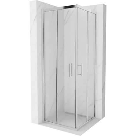 Mexen – Cabine de douche carrée 70 x 70 cm avec portes coulissantes – Verre trempé 6 mm transparent – Finition chrome – 8600700700100