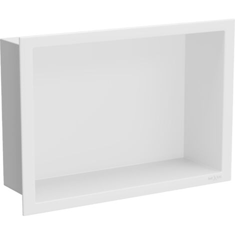 Mexen – Étagère encastrable blanche 30 x 20 cm – Acier inoxydable AISI 304 résistant à la corrosion – Rebord de dissimulation – 1920302010 (1/5)