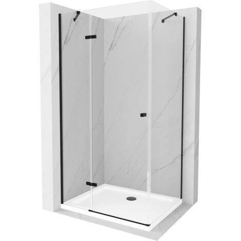 Cabine de douche pivotante Mexen Roma 70 x 100 cm, transparent, noir + receveur plat, blanc - 854-070-100-70-00-4010B (1/5)