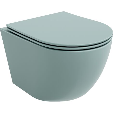 Mexen Lena cuvette WC sans bride avec siège slim et système de descente douce, en duroplast, vert clair mat - 3