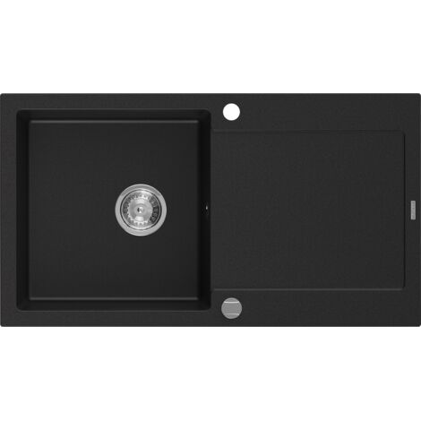 Mexen Leo évier en granit à 1 cuve avec égouttoir 900 x 500 mm, Noir - 6501901010-77