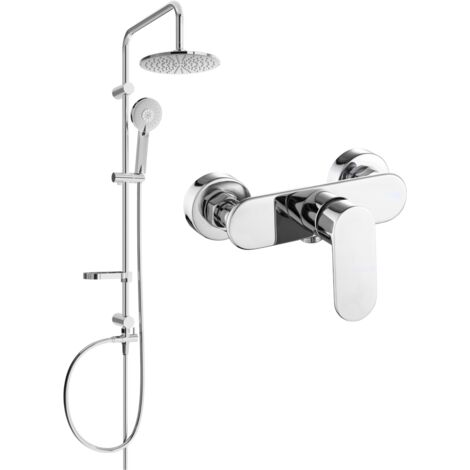Ensemble de douche apparent Mexen Carl avec pommeau et mitigeur Milo, chromé - 71340240-00 (1/3)