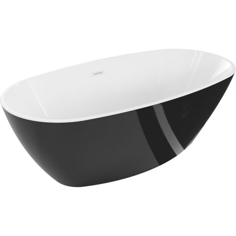 Baignoire Mexen Eris indépendante 180 x 80 cm, blanche/noire, trop-plein blanc - 53441808075-20 (1/5)